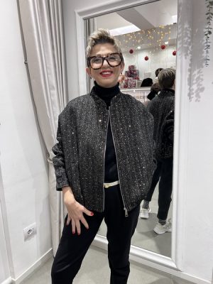 Cappotto a bomber con pailettes Kaos
