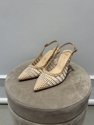 Slingback intrecciata nude/bianco BP