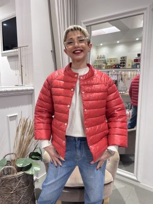 Piumino a cappetta corallo Markup