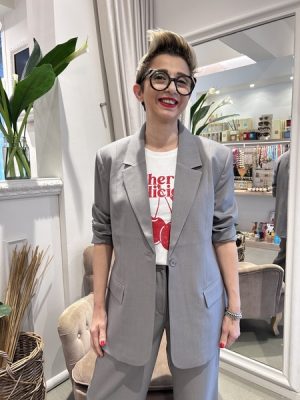 Blazer dritto lungo grigio