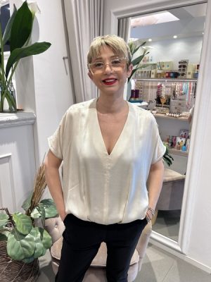 Blusa inserti in pizzo panna Kaos