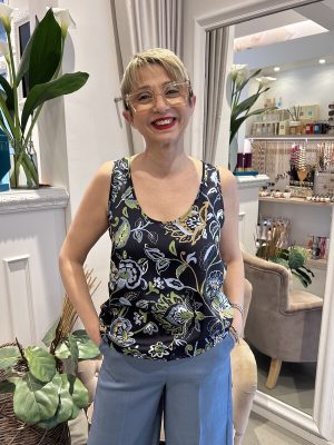 Top fantasia fiori blu Emme