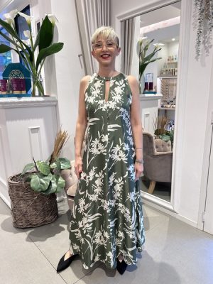 Abito midi floreale verde Pennyblack